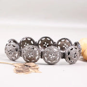 Vintage 1990s Filigree Silver Bracelet, Unique Style Design Bracelet, Grey Natural Round Diamond Bracelet, Handmade Jewelry Gift for Women