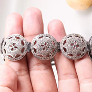 Vintage 1990s Filigree Silver Bracelet, Unique Style Design Bracelet, Grey Natural Round Diamond Bracelet, Handmade Jewelry Gift for Women