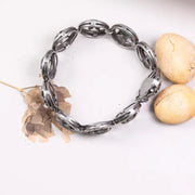 Vintage 1995 Green Gemstone Bracelet – Emerald Art Deco Sterling Silver Star Design, Elegant Handmade Unique Jewelry