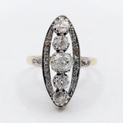 1.30 Ct rose cut lab created diamond ring with princess cut design, modern bridal engagement ring in elegant style