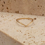 Thin V ring minimalist chevron gold ring dainty stacking ring elegant simple jewelry for everyday wear