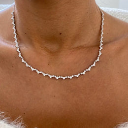 14.66 Ct moissanite round diamond white tennis necklace sparkling luxury jewelry elegant bridal style