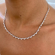 14.66 Ct moissanite round diamond white tennis necklace sparkling luxury jewelry elegant bridal style