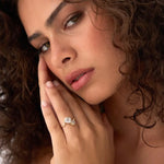 2.10 Ct TOI lab grown round diamond ring, 18K gold, modern design, elegant statement jewelry.