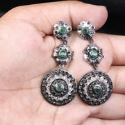 Art Deco celestial star pendant necklace with diamond circle charm, handmade dainty astrology jewelry gift for her