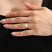 Tiny Oval Signet Ring 14K Gold, Minimal Stackable Ring, Elegant Everyday Jewelry Gift for Her
