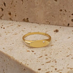 Tiny Oval Signet Ring 14K Gold, Minimal Stackable Ring, Elegant Everyday Jewelry Gift for Her