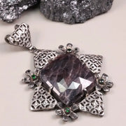 Art Deco Style Pendant – Cushion Cut Large Purple Diamond in Sterling Silver | 19th Century Inspired Jewelry Gift