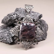 Art Deco Style Pendant – Cushion Cut Large Purple Diamond in Sterling Silver | 19th Century Inspired Jewelry Gift
