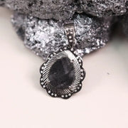 Pear Cut Natural Diamond Pendant – Vintage Sterling Silver Necklace with Black Diamond, Handmade Gothic Jewelry, Unique Gift for Her