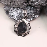 Pear Cut Natural Diamond Pendant – Vintage Sterling Silver Necklace with Black Diamond, Handmade Gothic Jewelry, Unique Gift for Her