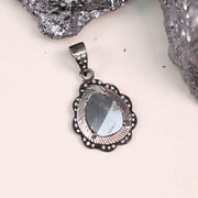 Pear Cut Natural Diamond Pendant – Vintage Sterling Silver Necklace with Black Diamond, Handmade Gothic Jewelry, Unique Gift for Her