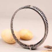 Vintage Filigree Silver Bracelet – 925 Sterling Silver Cuff with Art Deco Lattice Design, Handmade Antique Style Jewelry Gift for Her