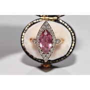 Classic lab created gemstone ring with oval amethyst stone and sparkling diamond band