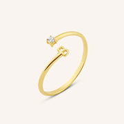 Minimalist 14K gold diamond sunburst signet ring elegant fine jewelry for women