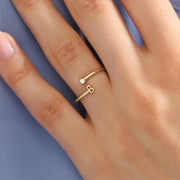 Minimalist 14K gold diamond sunburst signet ring elegant fine jewelry for women