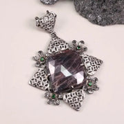 Art Deco Style Pendant – Cushion Cut Large Purple Diamond in Sterling Silver | 19th Century Inspired Jewelry Gift