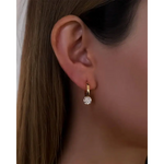 Amethyst earrings gold dangle gold earrings with elegant rose gold stud and hammered hoop design