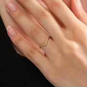 Thin V ring minimalist chevron gold ring dainty stacking ring elegant simple jewelry for everyday wear