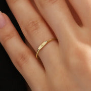 white gold initial ring with engraved letter minimalist thin band personalized jewelry