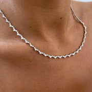 14.66 Ct moissanite round diamond white tennis necklace sparkling luxury jewelry elegant bridal style
