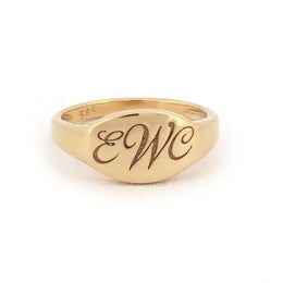 Delicate gold alphabet signet ring with personalized initial design minimalist custom jewelry gift for her