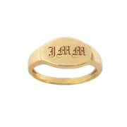 Delicate gold alphabet signet ring with personalized initial design minimalist custom jewelry gift for her