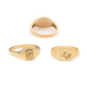 Personalized gold alphabet ring for women featuring dainty initial design in a modern signet style