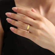Tiny Oval Signet Ring 14K Gold, Minimal Stackable Ring, Elegant Everyday Jewelry Gift for Her