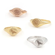 Dainty gold alphabet ring personalized initial signet jewelry for women stylish design
