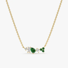 0.30 Ct genuine Green And White gemstone pendant necklace with warm earthy color and minimalist design, ideal for elegant everyday jewelry wear