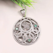 Sterling Silver Vintage Round Pendant – Handmade Gothic Art Deco Jewelry | Unique Astrology Lovers Statement Pendant