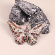 Multicolor Gemstone Butterfly Brooch Pin – Sterling Silver Victorian Style Statement Insect Jewelry | Nature-Inspired Gift