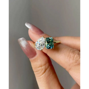 2.30 Ct TOI lab grown Pear emerald cut diamond ring, 18K gold, sleek modern elegance jewelry.
