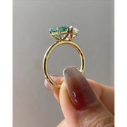 2.30 Ct TOI lab grown Pear emerald cut diamond ring, 18K gold, sleek modern elegance jewelry.