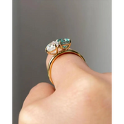 2.30 Ct TOI lab grown Pear emerald cut diamond ring, 18K gold, sleek modern elegance jewelry.