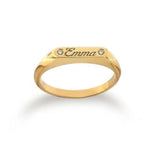 Modern gold initial ring for women with dainty personalized alphabet engraving signet design