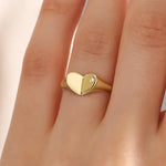 Vintage Style Signet Ring Solid Gold Minimalist Statement Ring for Women