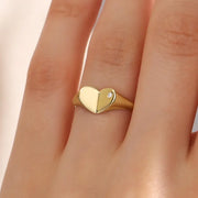 Vintage Style Signet Ring Solid Gold Minimalist Statement Ring for Women