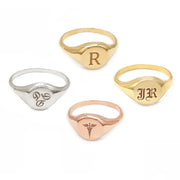 Dainty gold alphabet ring personalized initial signet jewelry for women stylish design