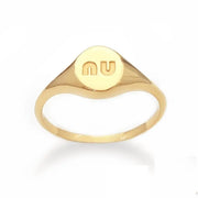 Dainty gold alphabet ring personalized initial signet jewelry for women stylish design