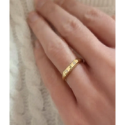 Modern gold initial ring for women with dainty personalized alphabet engraving signet design