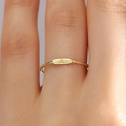 white gold initial ring with engraved letter minimalist thin band personalized jewelry