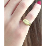 Minimal gold alphabet ring personalized signet style jewelry for women modern look