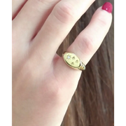 Minimal gold alphabet ring personalized signet style jewelry for women modern look