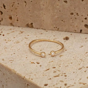 14K gold bezel lab grown diamond ring open band minimalist stackable ring for women
