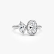 Elegant 1.50 ct oval and marquise cut lab created diamond solitaire engagement ring, featuring a brilliant elongated center stone with graceful shape and radiant sparkle
