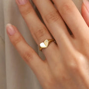 Vintage Style Signet Ring Solid Gold Minimalist Statement Ring for Women