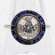 2.40 Ct round cut lab created diamond ring with white stones modern luxury bridal engagement ring