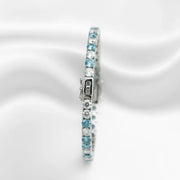 Blue and White Lab Grown Diamond Tennis Bracelet in 14K White Gold, Elegant Anniversary Gift for Her